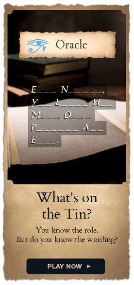 What's on the Tin? — You know the role. But do you know the wording?